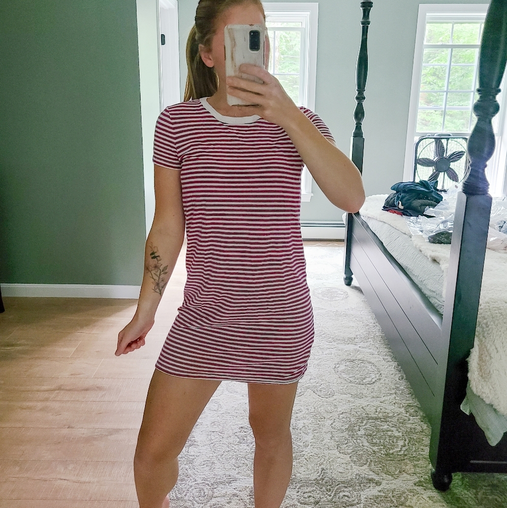 Lou & Grey Striped Linen T Shirt Dress